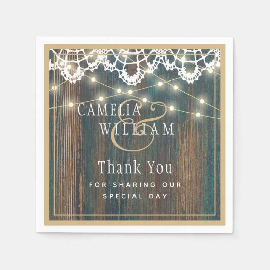 LANDERHOUTEN LICHTEN KANT Bruiloft Dank Je Wel Servet (Voorkant)