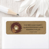 Landetiket met kerstmis op de Berry Wreath en kaar Etiket (Insitu)