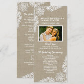 Landfoto Burlap en kant bruiloft programma's (Voorkant / Achterkant)