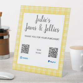 Landgeel gedeponeerde QR-code Betaling Reclamebord Met Voetstuk