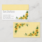 landgele gingham en zonnebloemen visitekaartje (Voorkant / Achterkant)