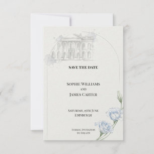 Landgoed Elegantie Poederblauwe Architecturale Loc Save The Date