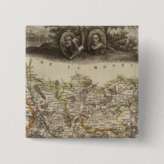 Landgrenzen Vierkante Button 5,1 Cm (Voorkant)
