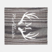 Landgrijs hout Deer Antlers gepersonaliseerd Fleece Deken (Voorkant (Horizontaal))