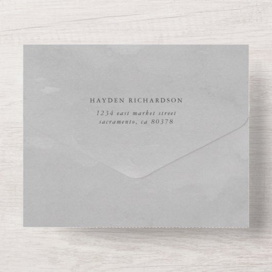 Landgrijze Waterverven verlaten en bergachtig huwe All In One Uitnodiging (Achterkant)