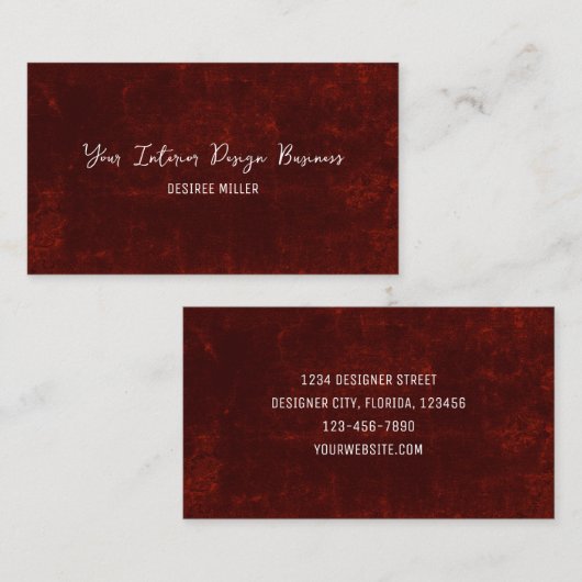 Landgrunge Rustic Dark Red  textuur Visitekaartje (Voorkant / Achterkant)
