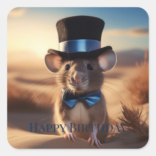 Landheer Muis Gefeliciteerd Vierkante Sticker (Voorkant)