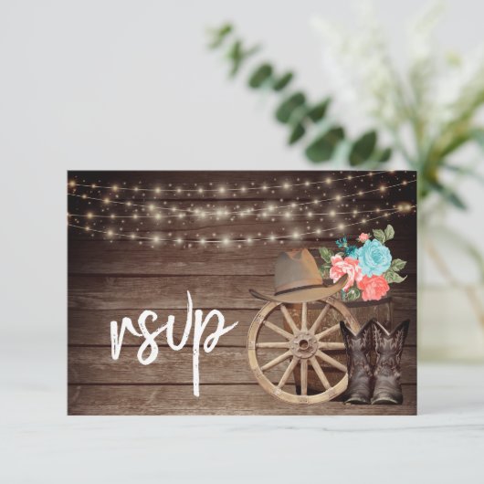 Landhouten vat met Blauwgroen koraalboomkorren RSVP Kaartje (Staand voorkant)