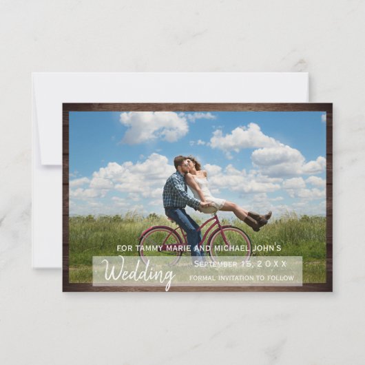 Landhouten vat - sparen de Datum Save The Date (Achterkant)