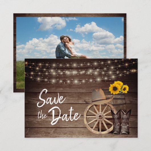 Landhouten vat - sparen de Datum Save The Date (Voorkant / Achterkant)