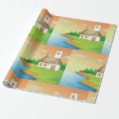 Landhuis aan het meer cadeaupapier (Uitgerold)