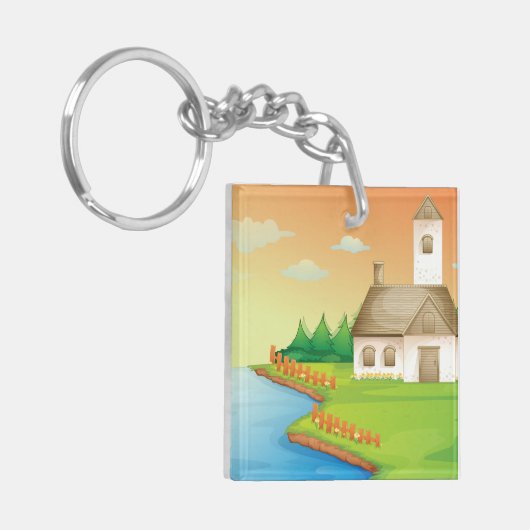 Landhuis aan het meer sleutelhanger (Voorkant Links)