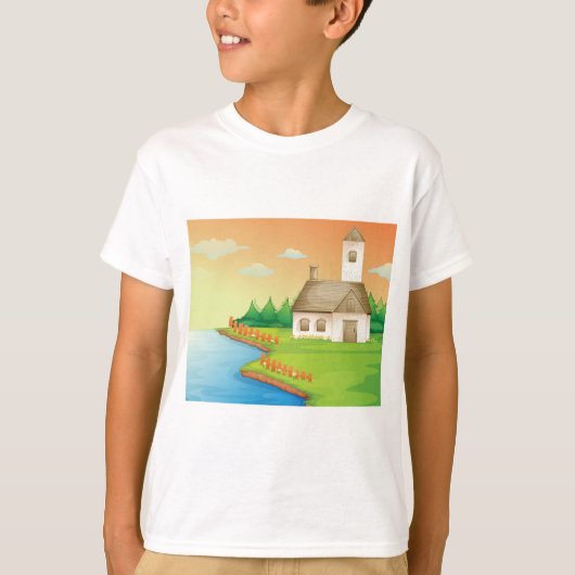 Landhuis aan het meer t-shirt (Voorkant)