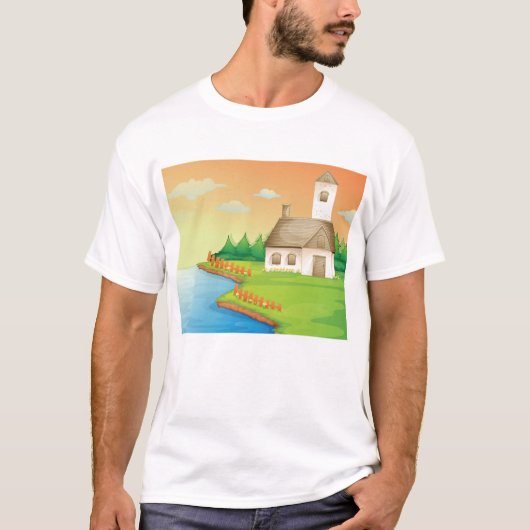Landhuis aan het meer t-shirt (Voorkant)