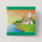 Landhuis aan het meer vierkante button 5,1 cm (Voorkant)