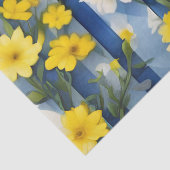 Landhuis Blauwe, witte en gele bloemen Tissuepapier (Detail)