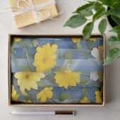 Landhuis Blauwe, witte en gele bloemen Tissuepapier (Geschenk)