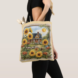 Landhuis Dromerige Gouden Zonnebloemen Tote Bag