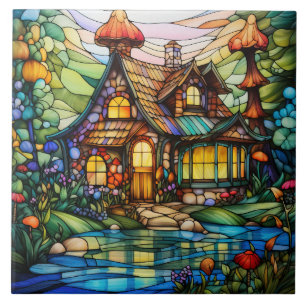 Landhuis Glas-in-lood Tegeltje