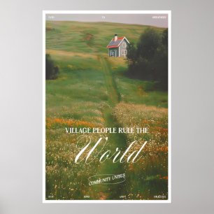 Landhuis in weidelandschap kunstprint dorp poster