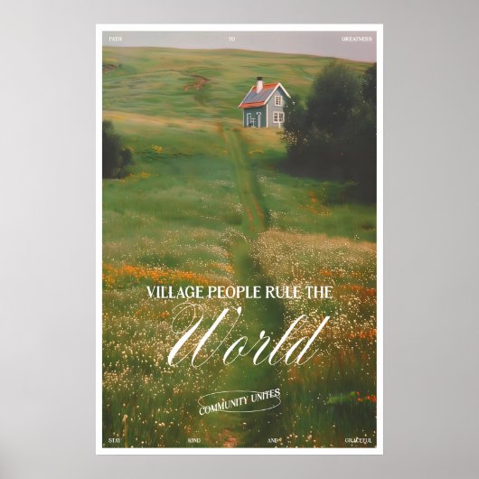 Landhuis in weidelandschap kunstprint dorp poster (Voorkant)