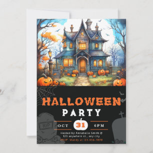 Landhuis Jack-O' Lanterns Zwarte Halloween Kaart