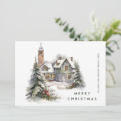  Landhuis Kerstboom Bedrijf Feestdagenkaart (Staand voorkant)