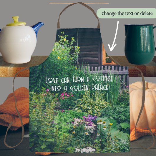 Landhuis met kleurrijke tuin schort