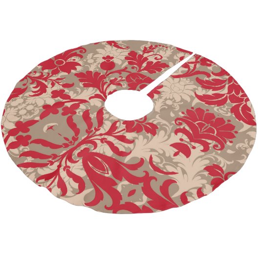  landhuis Red Tan Damask Kerstboom Rok (Gekanteld)