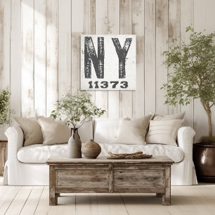 Landhuis Rustic State Postcode New York Canvas Afdruk