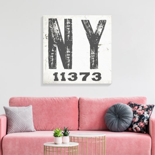 Landhuis Rustic State Postcode New York Canvas Afdruk (Insitu (Woonkamer))