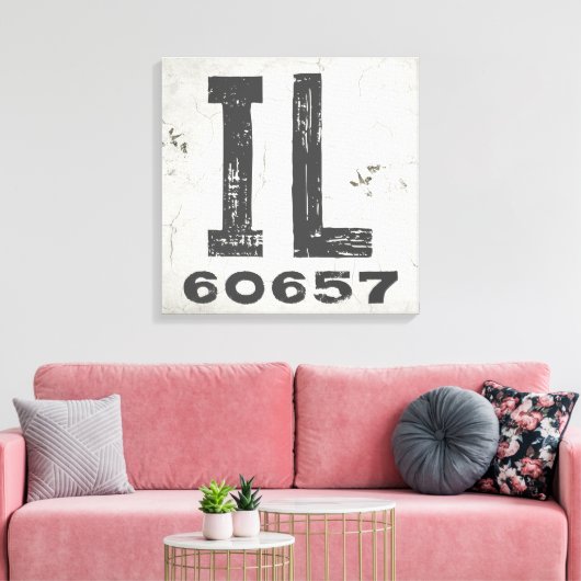 Landhuis Rustieke Staat Postcode Illinois Canvas Afdruk (Insitu (Woonkamer))