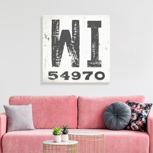 Landhuis Rustieke Staat Postcode Wisconsin Canvas Afdruk (Insitu (Woonkamer))