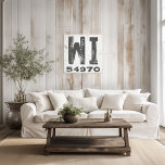 Landhuis Rustieke Staat Postcode Wisconsin Canvas Afdruk<br><div class="desc">Dit rustieke teken is een eenvoudige manier om uw liefde voor thuis te tonen. De postcode kan worden gepersonaliseerd met elke postcode in de staat. Maakt een geweldig cadeau. Creëer door Simply Farmhouse Press.</div>