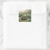 Landhuis Tuin Put Vierkante Sticker (Tas)