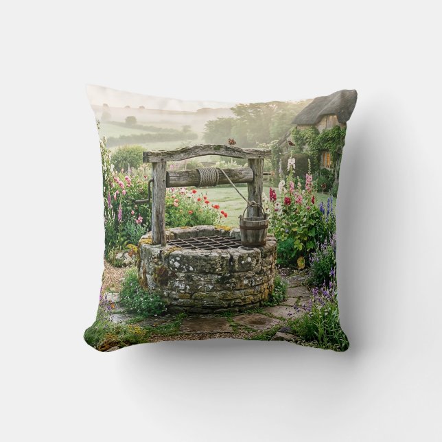 Landhuis Tuin Waterput Kussen (Voorkant)