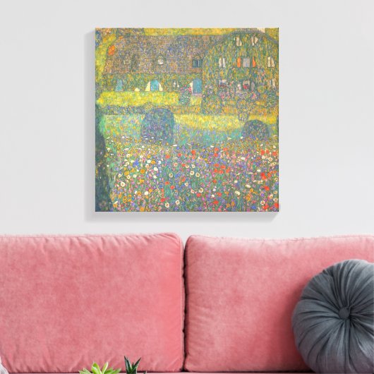 Landhuis van de Attersee van Gustav Klimt Canvas Afdruk (Insitu (Woonkamer))