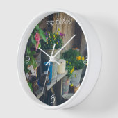 Landhuis veranda versierd met levendige pansies (Hoek)
