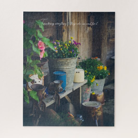 Landhuis veranda versierd met levendige pansies legpuzzel (Verticaal)