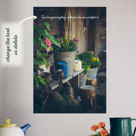 Landhuis veranda versierd met levendige pansies poster