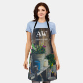 Landhuis veranda versierd met levendige pansies schort (Gedragen)