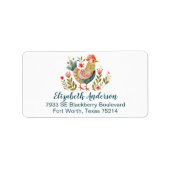 Landhuis Waterverf Kip Folk Art Etiket (Voorkant)