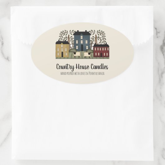 Landhuis Whimsical Craft Custom Ovale Sticker (Tas)