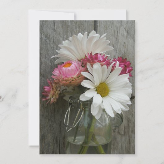 Landhuwelijk: Daisies, Strawbloemen en Barnwood Kaart (Voorkant)
