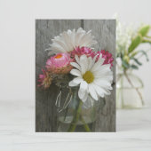 Landhuwelijk: Daisies, Strawbloemen en Barnwood Kaart (Staand voorkant)