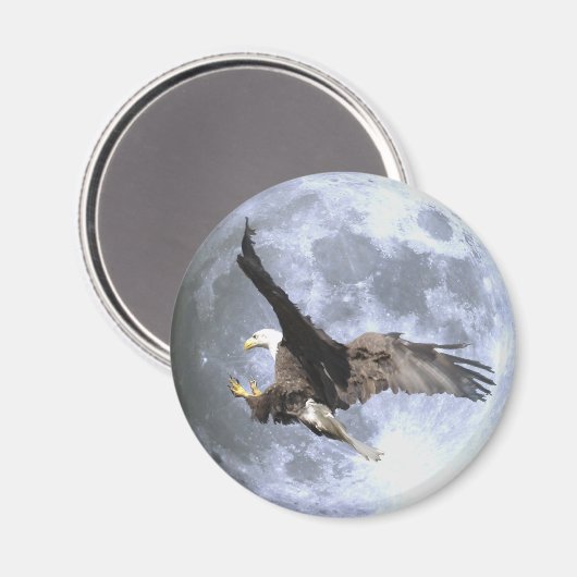 Landing BALD EAGLE & FULL MOON Wildlife Magnet (Voorkant / Achterkant)