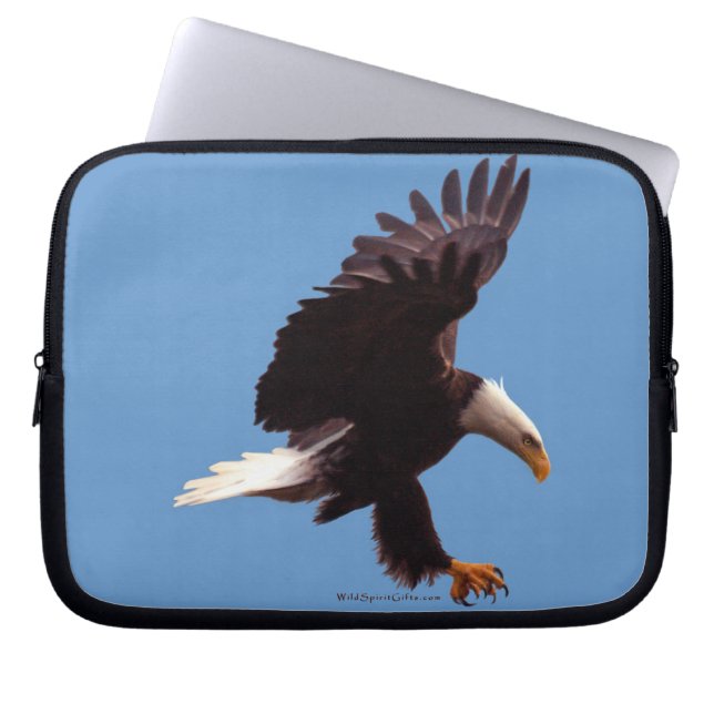 Landing Bald Eagle Wildlife Foto Art Laptop Sleeve (Voorkant)