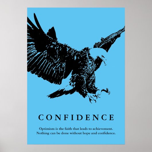 Landing Eagle Motivatie Vertrouwen Blauw Poster (Voorkant)