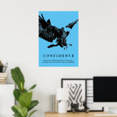 Landing Eagle Motivatie Vertrouwen Blauw Poster (Thuiskantoor)