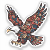 Landing Eagle Sticker - Ornamental Paisley Wings & (Voorkant)
